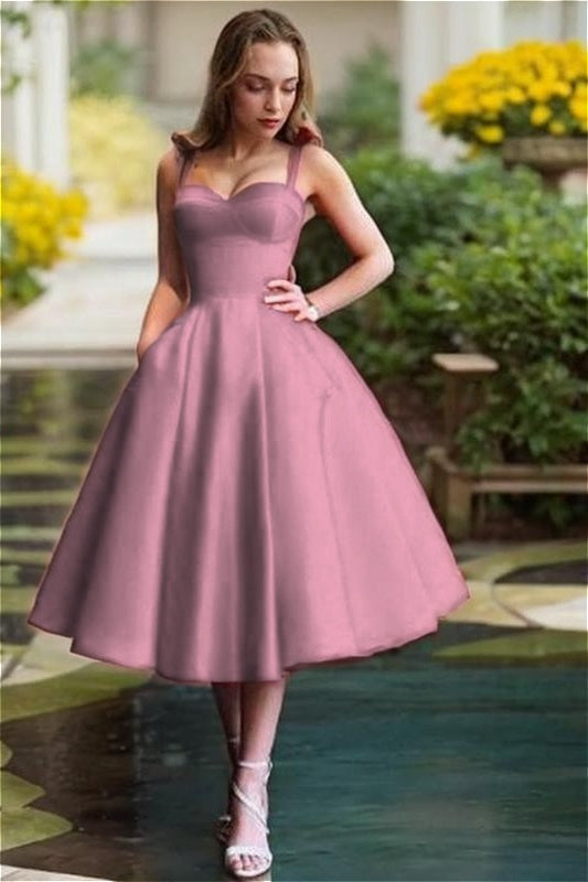 Red Spaghetti Strap Sweetheart Sleeveless A Line Short Homecoming Dress