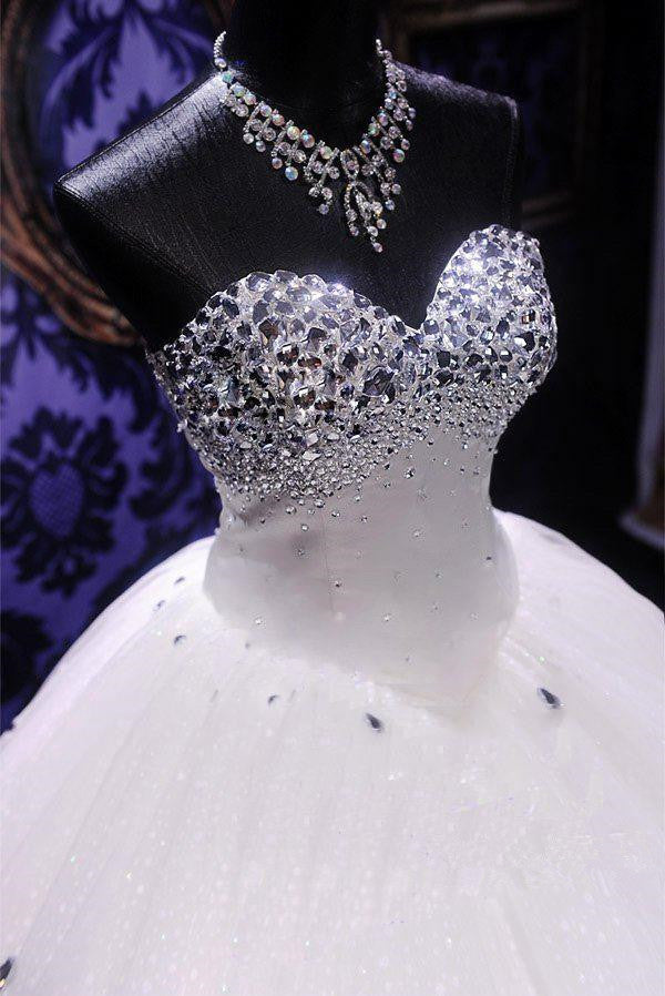 Rhinestone Stunning  Wedding Dresses Ball Gown Sweetheart Elegant Luxurious Bridal Dresses