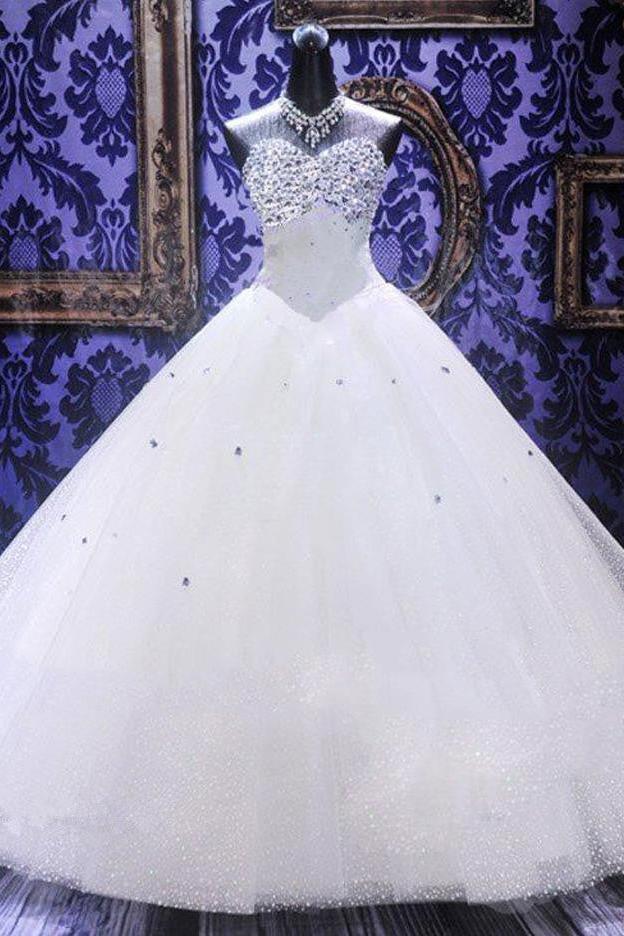 Rhinestone Stunning  Wedding Dresses Ball Gown Sweetheart Elegant Luxurious Bridal Dresses