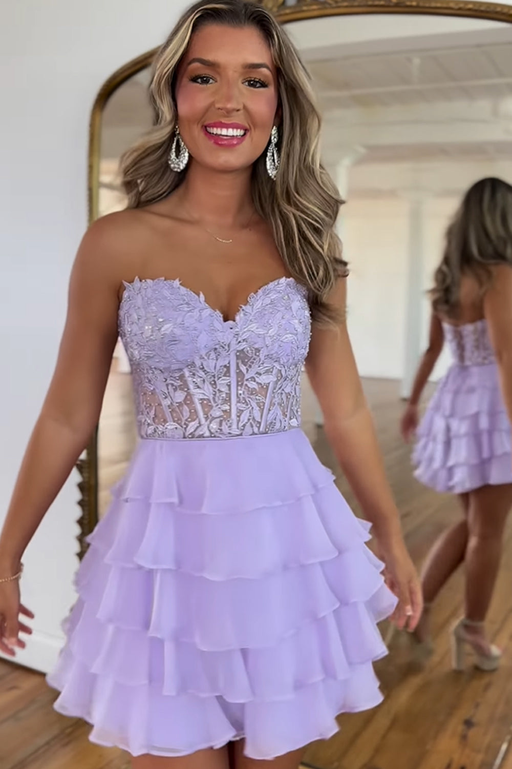 Royal Blue Corset Homecoming Dresses Strapless A Line Short Cocktail Dresses With Ruffles
