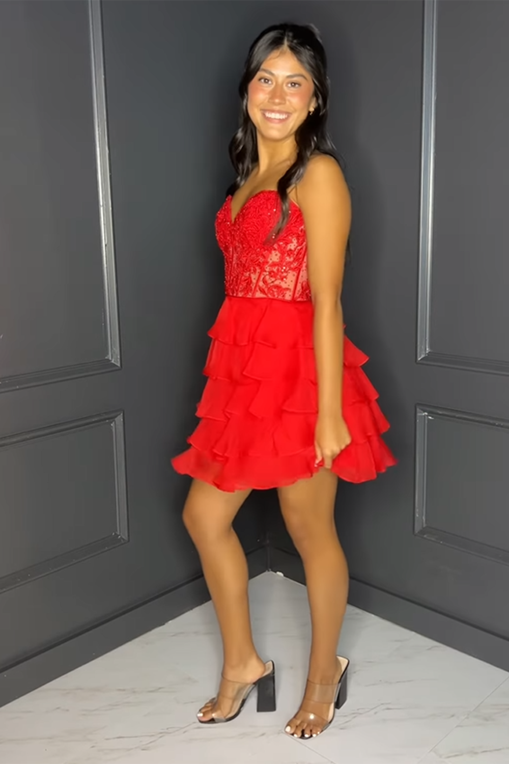 Royal Blue Corset Homecoming Dresses Strapless A Line Short Cocktail Dresses With Ruffles
