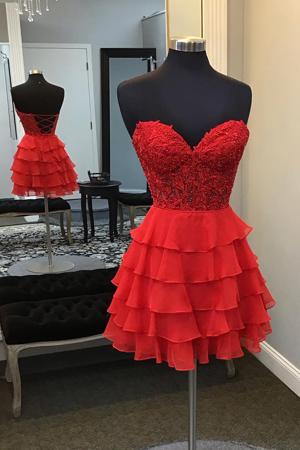 Royal Blue Corset Homecoming Dresses Strapless A Line Short Cocktail Dresses With Ruffles