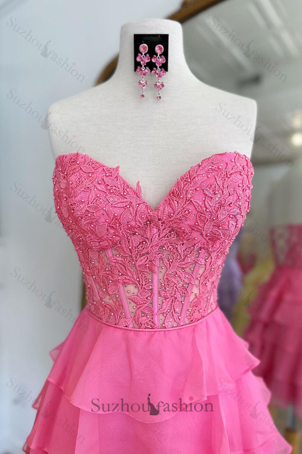 Royal Blue Corset Homecoming Dresses Strapless A Line Short Cocktail Dresses With Ruffles