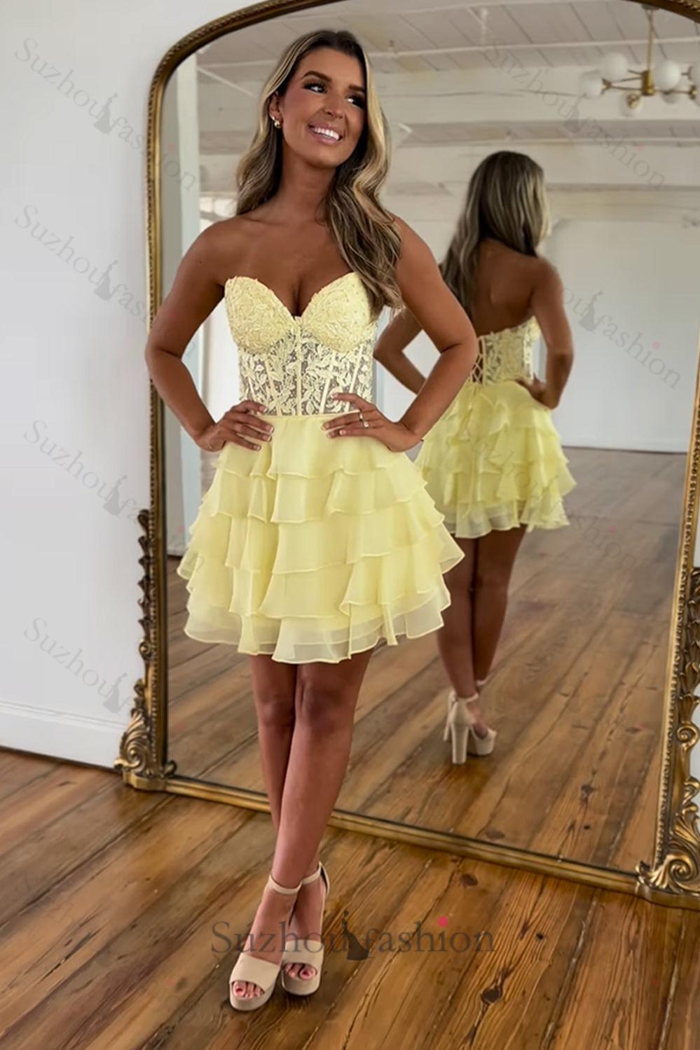 Royal Blue Corset Homecoming Dresses Strapless A Line Short Cocktail Dresses With Ruffles