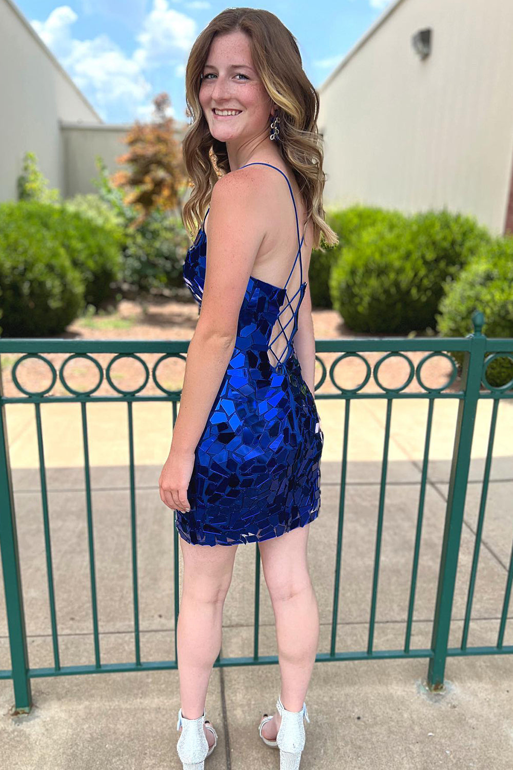 Royal Blue Homecoming Dresses Sequined Tight Short Cocktail Dresses
