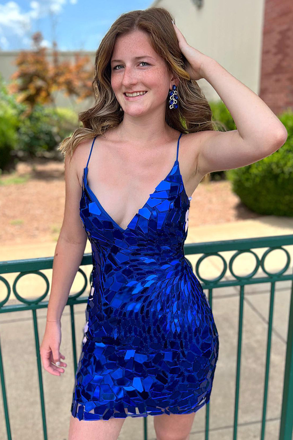 Royal Blue Homecoming Dresses Sequined Tight Short Cocktail Dresses