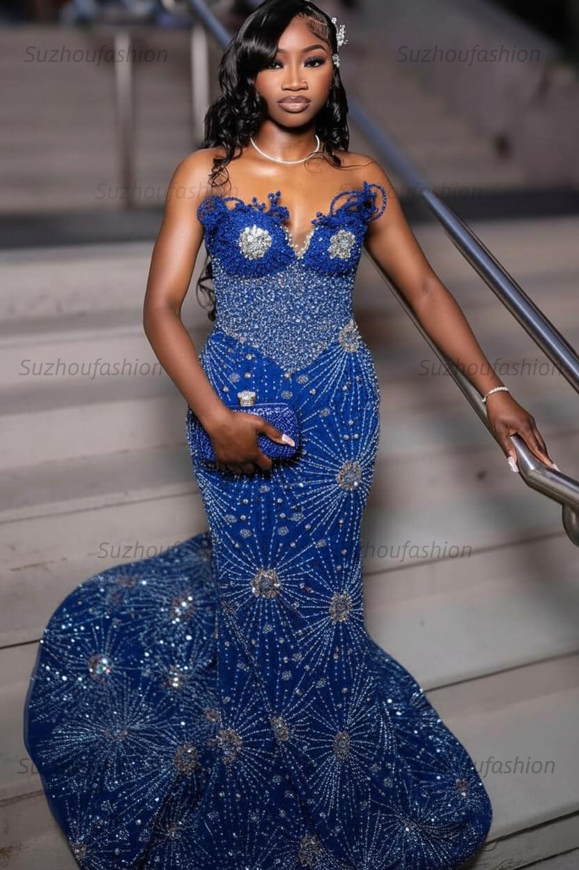 Green Prom Dress Sleeveless Formal Evening Gown with Rhinestones and Beadings