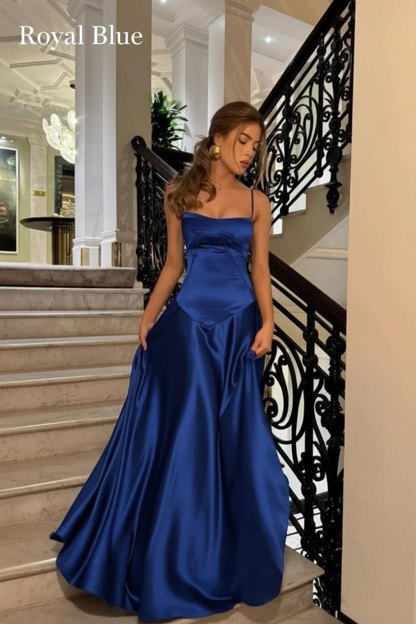 Suzhoufashion Brown Luxe Silk-Look Long Evening Dress With Fitted Bodice Formal Evening Gown