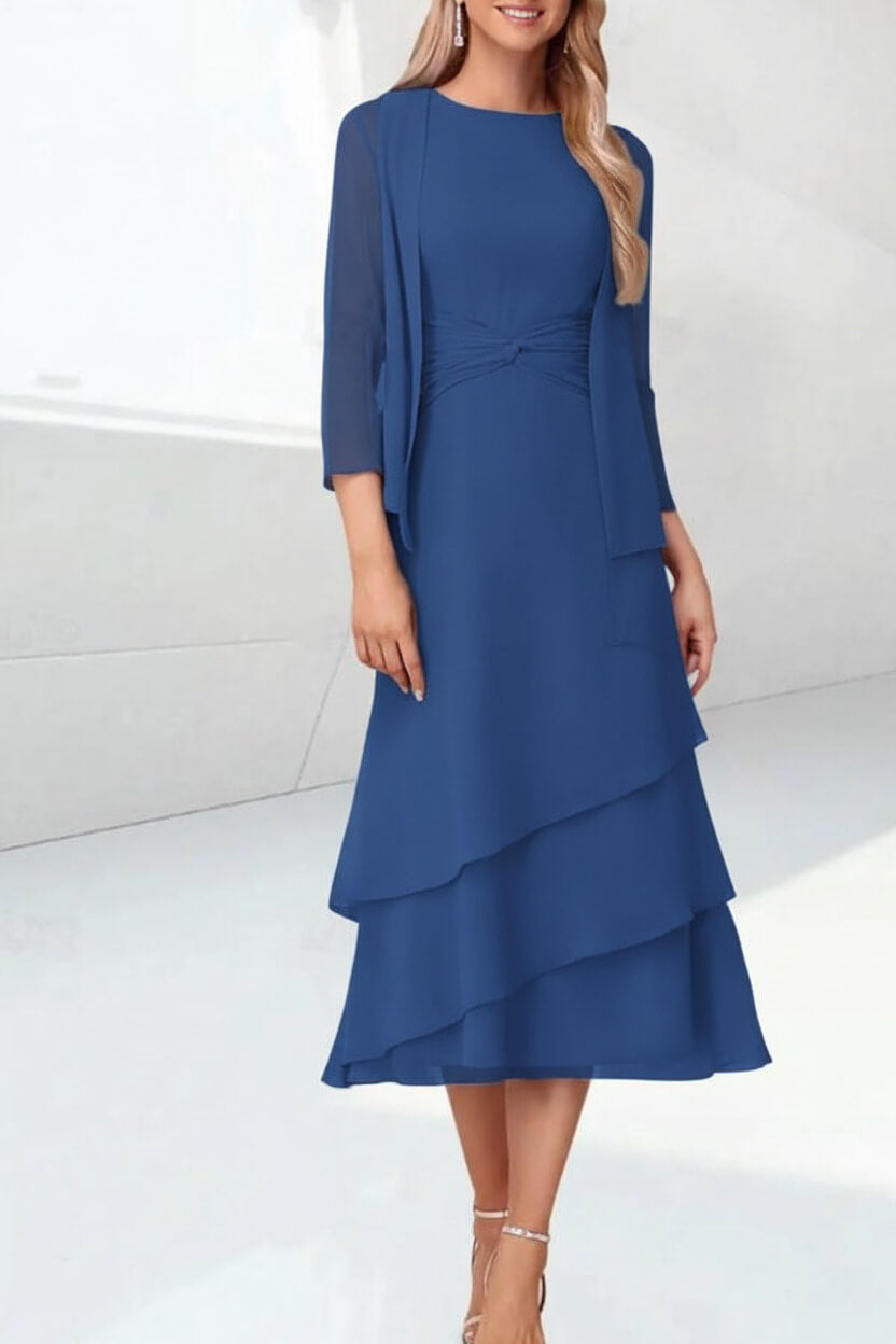 Mint Green Mother of the Bride Dress Chiffon Two Piece Wedding Guest Dress
