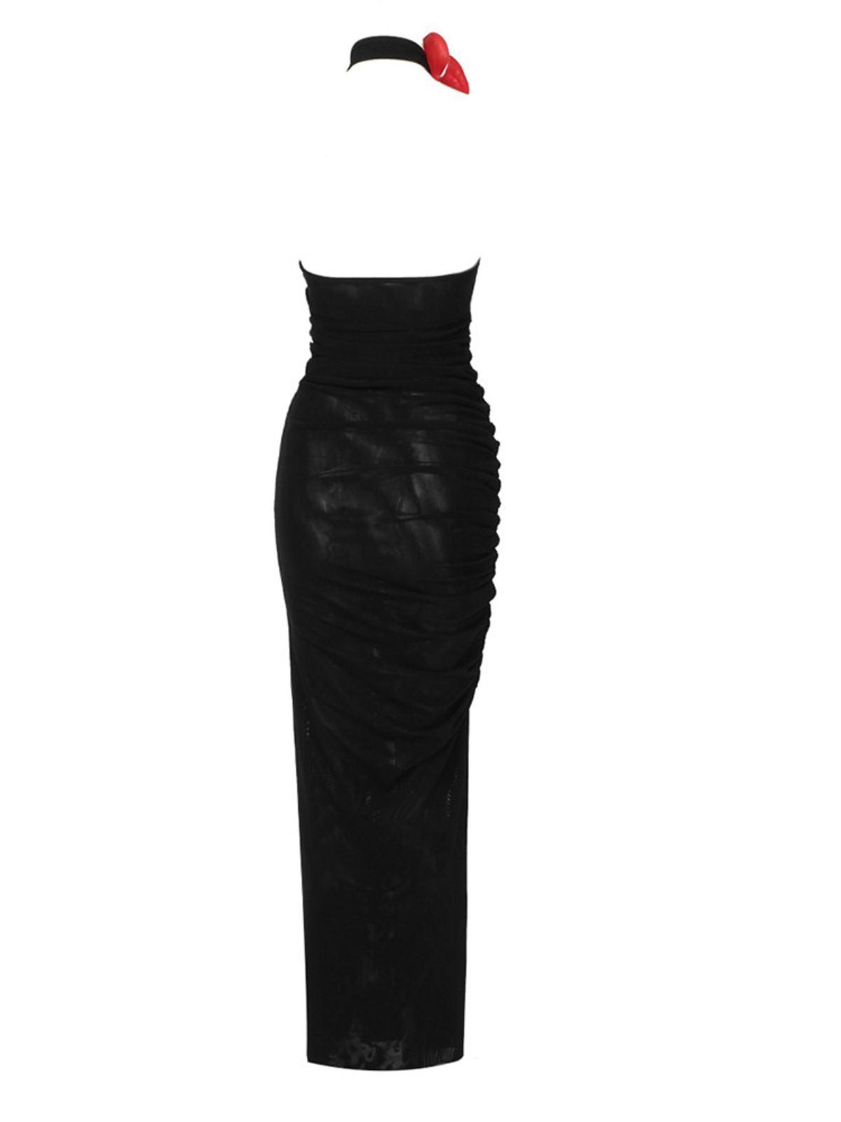 Ruby Halterneck Mesh Maxi Dress