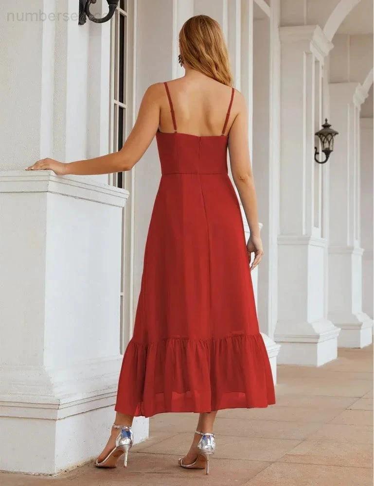 ZapDress  Spaghetti Strap Chiffon Bridesmaid Dress Ankle Length Formal A Line Cocktail Party Homecoming Dress for Juniors (ZD16949)