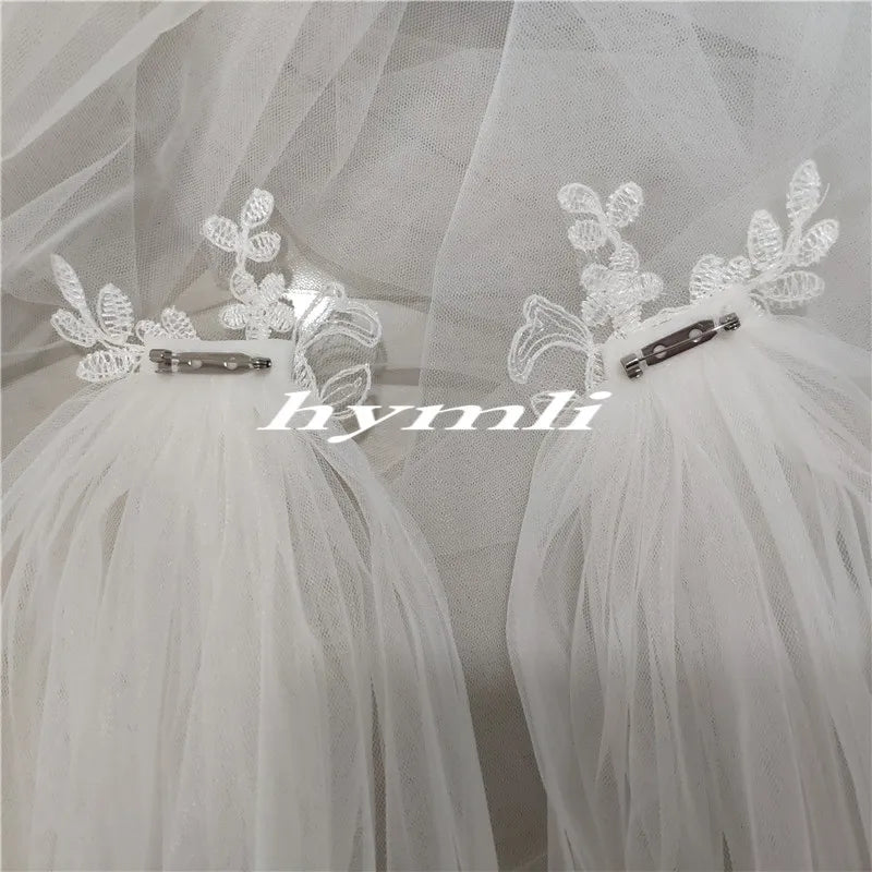 One Layer Lace Bridal Cape Cathedral Shoulder Veil Wedding Cloak " V"  Split in White, Off-White ,Ivory