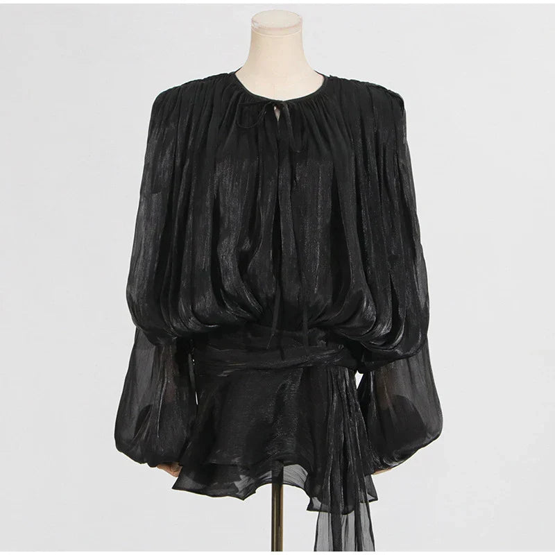 Elegant V - Neck Lace - Up Summer Style Mini Dress