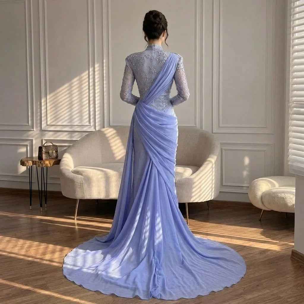 Zapdress Customized Wine Red Mermaid Evening Dresses with Wrap Skirt High-End Lace Formal Party Gowns for Women (ZD17283)