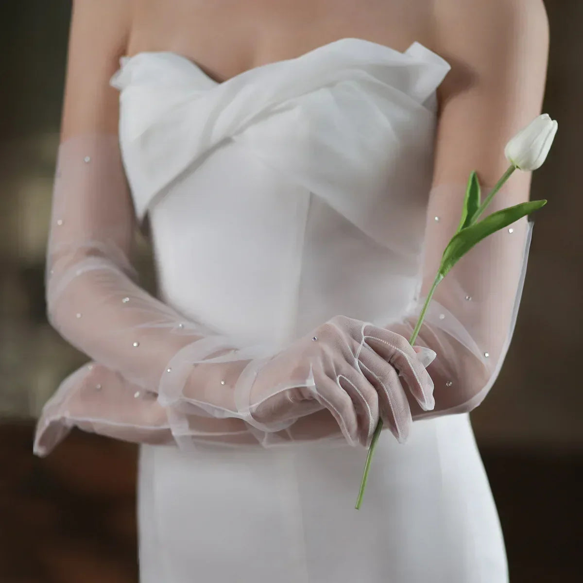 Long Bridal Gloves Vintage Flower Pearls Wristband Wedding Glove For Women Girl Party Evening Dress Jewelry Bride Accessories c