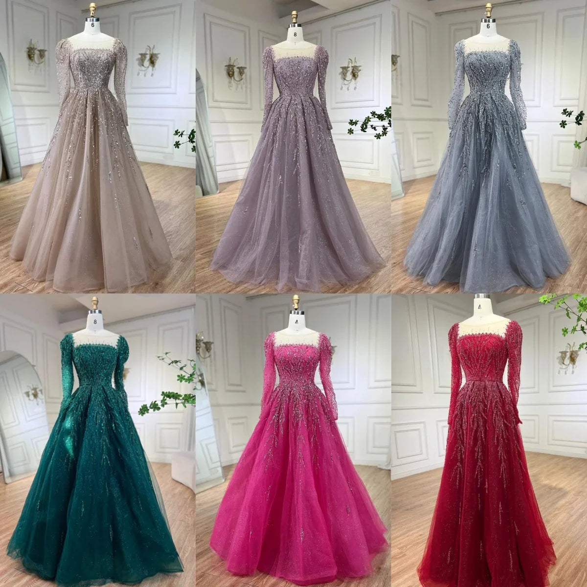 Zapdress Customized Pink Long Sleeves A Line Beaded Dubai Evening Dresses Party Gowns 2025 For Women Wedding (ZD17248)
