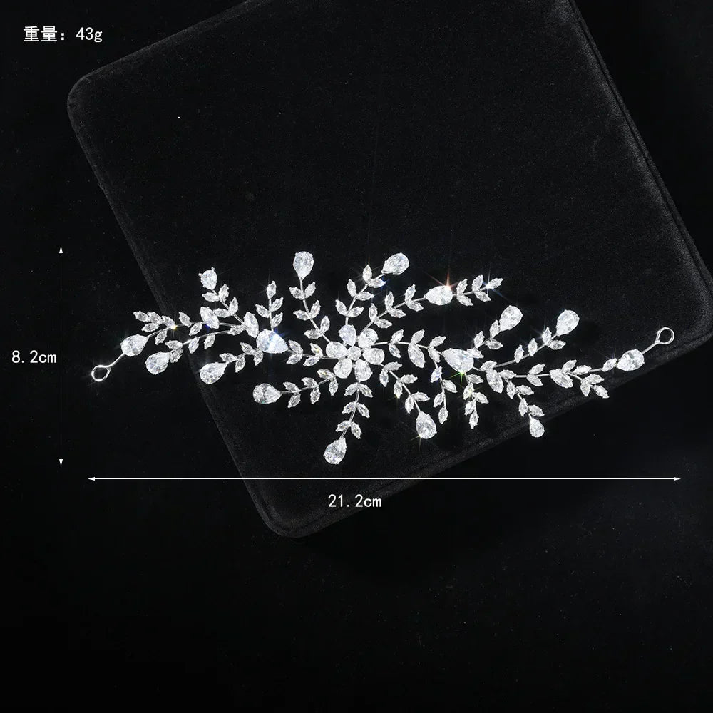 Zirconia Rhinestones Headband Hairband For Brides Women Crystal Headpieces Headdress Bridal Jewelry Wedding Hair Accessories