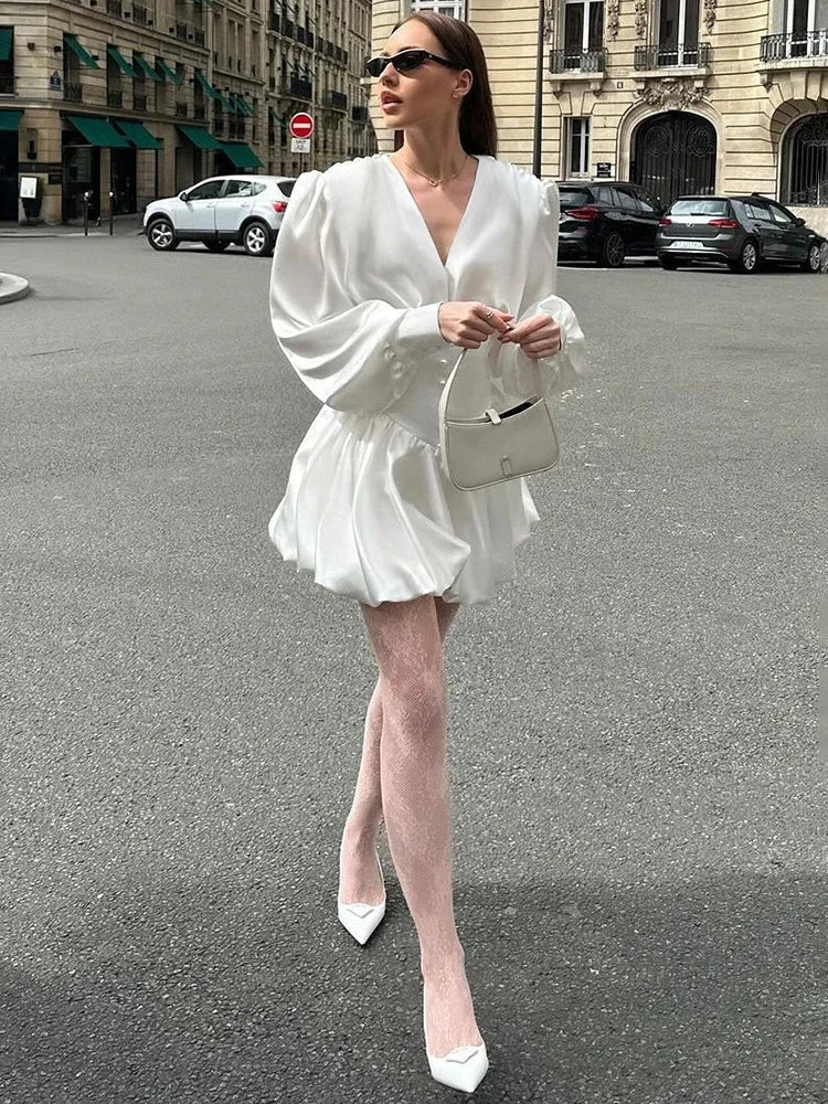 Lantern Long Sleeve Ball Gown Dress