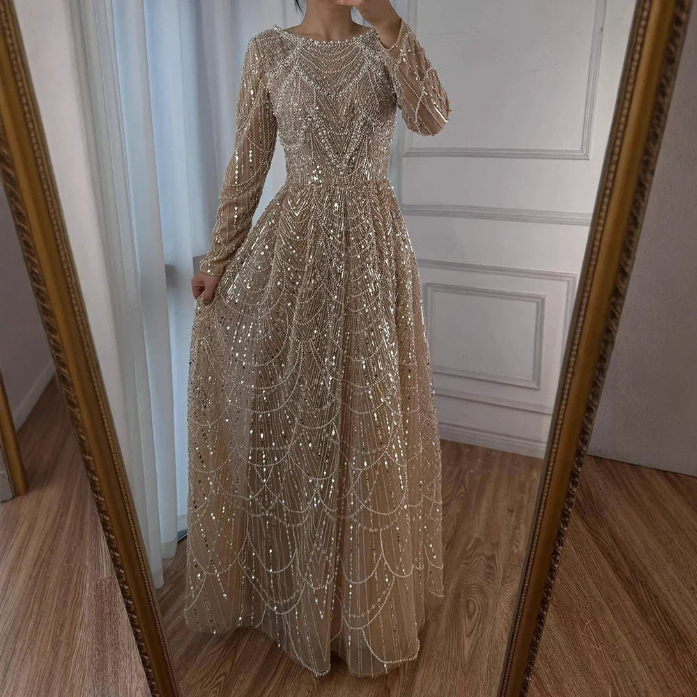 Zapdress Wine Red Long Sleeves Muslim A-line Evening Dress Pearls Beaded Party Gowns for Women Plus Size Customized DLA72738B (ZD17339)