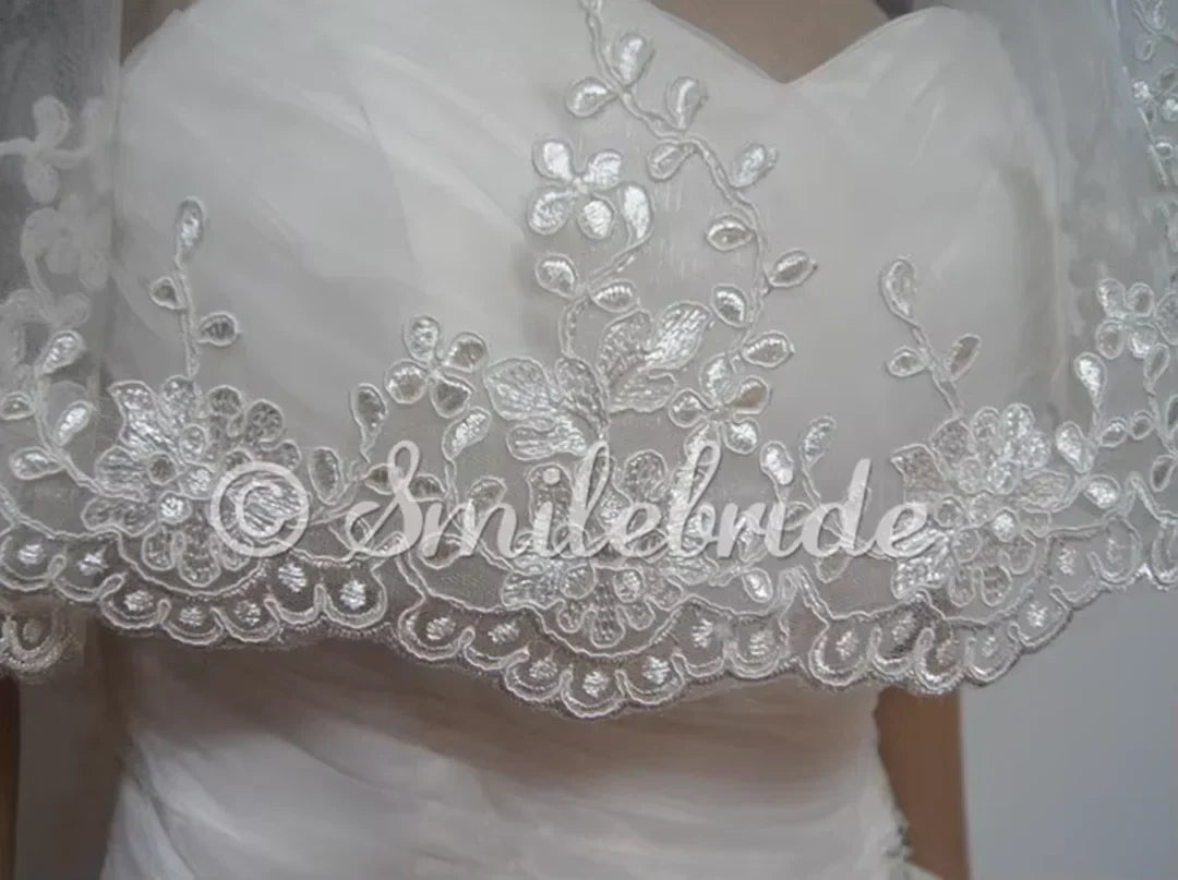 One layer 65" (165cm) Lace Wedding Veil No Comb
