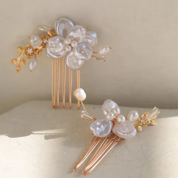 Wedding Accessories Floral Flower Hair Comb Pin Clip Gold Color Head Piece For Brides Bridesmaids Hairpin Bridal Jewelry a