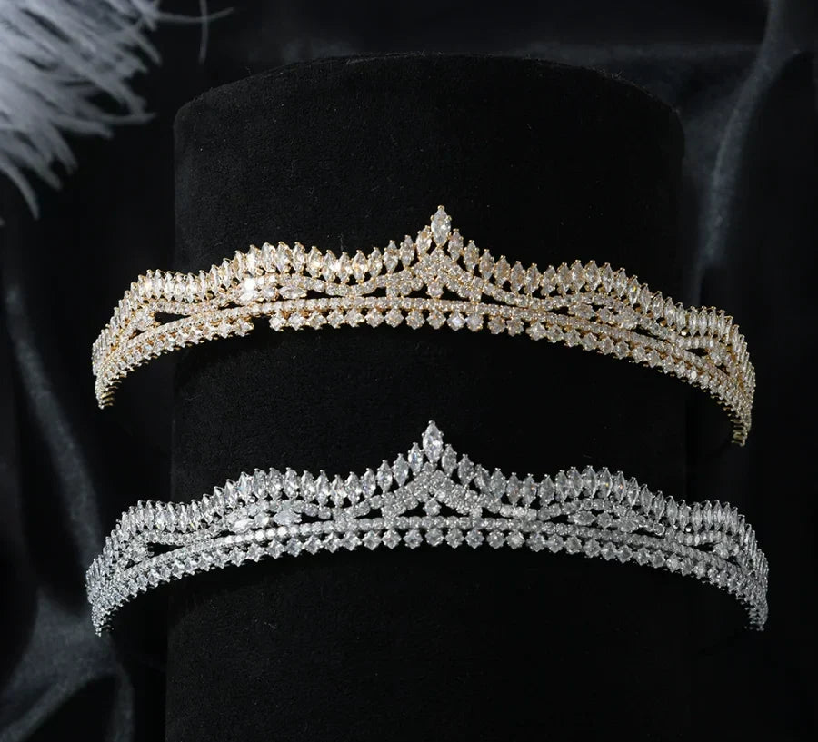 AAA Zircon Tiara Crown Zirconia Diadem Women Brides Princess Queen Headpiece Headband Wedding Accessories Bridal Hair Jewelry