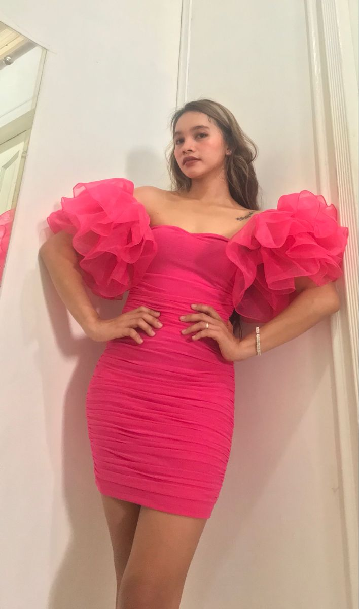 Chic Hot Pink Bodycon Dress,Hot Pink Homecoming Dress Y2562 - VelvetHem
