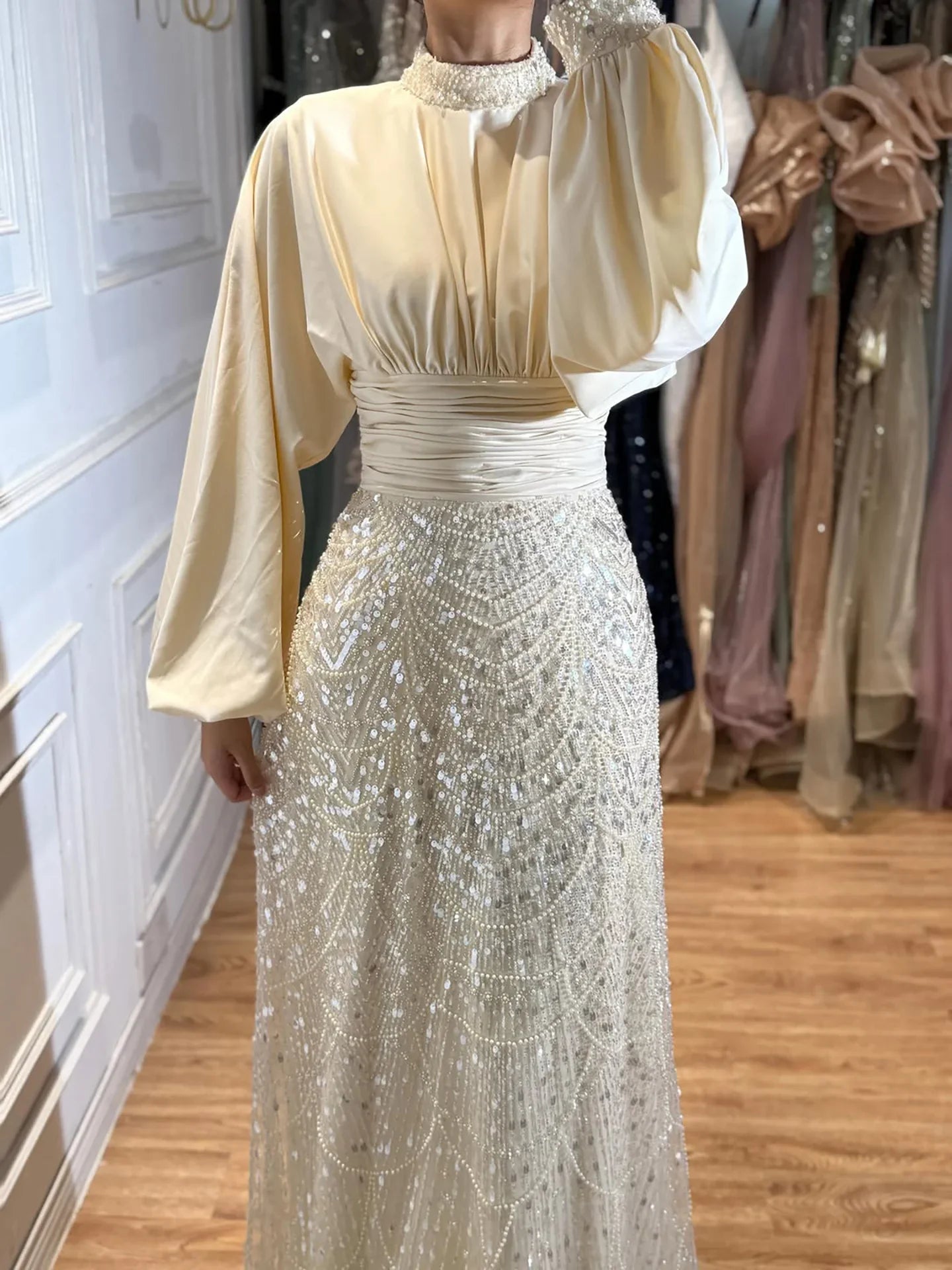 Zapdress 2026 Elegant Mauve Muslim Evening Gowns Dubai High Neck Full Sleeve Formal Party Dress for Women DLA73676 Customized (ZD17173)