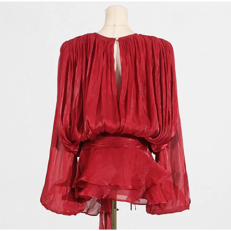 Elegant V - Neck Lace - Up Summer Style Mini Dress