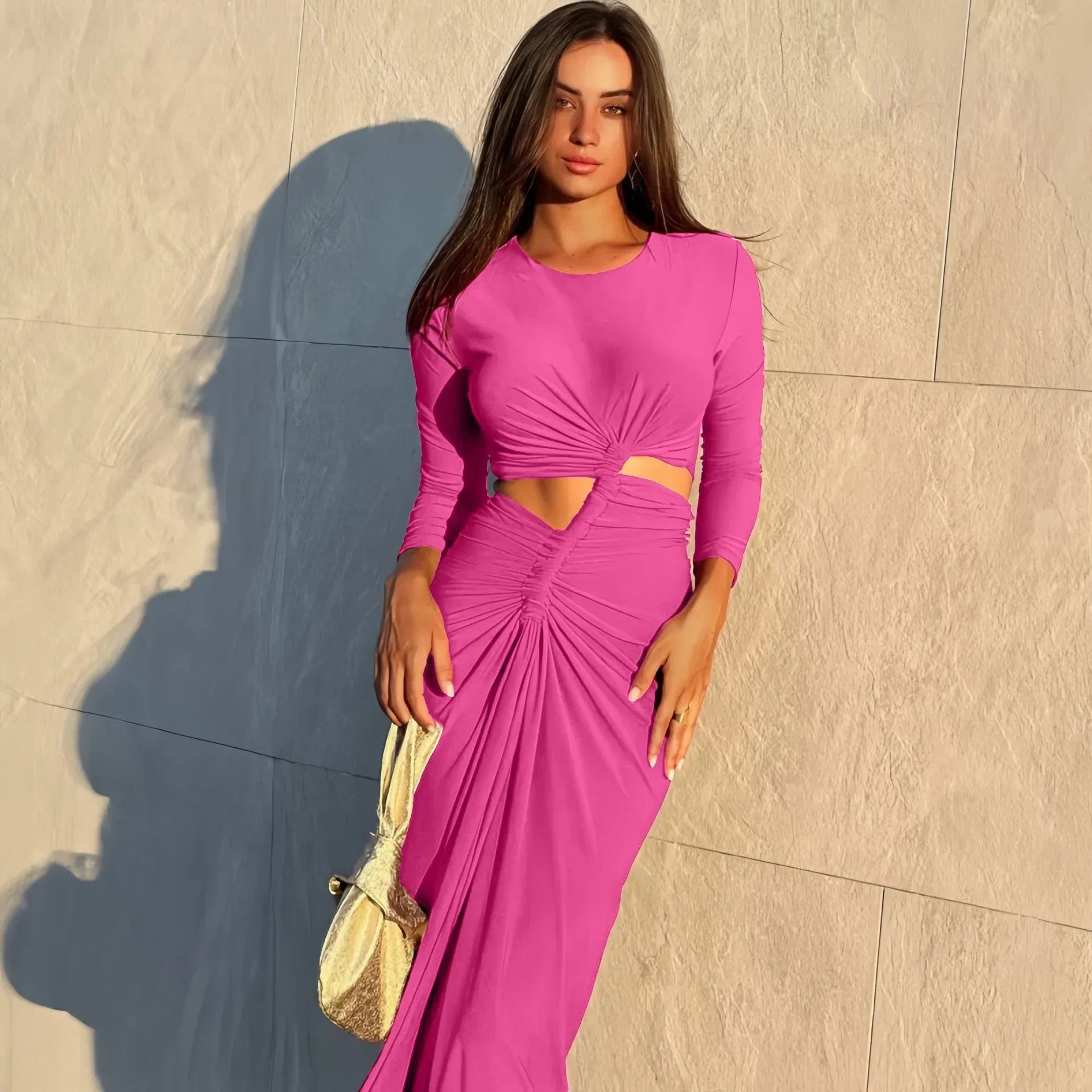 Long - Sleeved Irregular Bodycon Dress