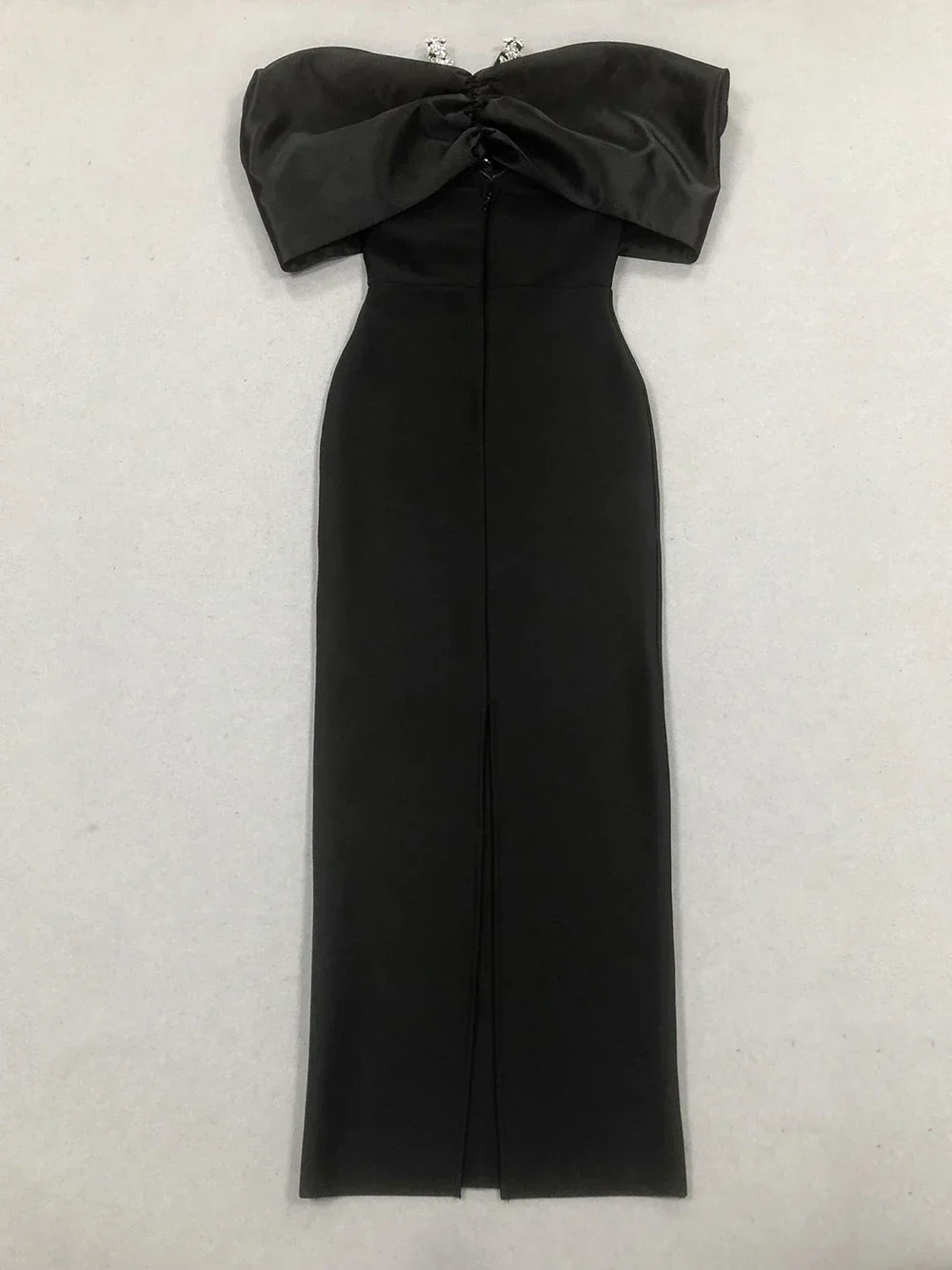 Pleated Strapless Bow Ankle Length Dress