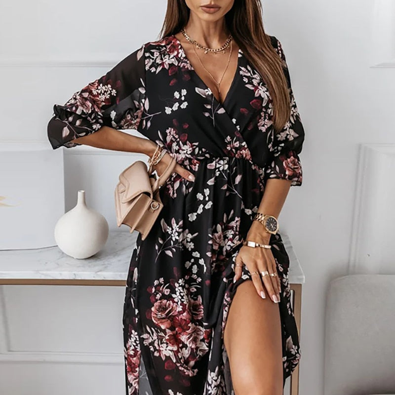 Jacinta Premium Midi Dress with Slit Evening Wear Edit