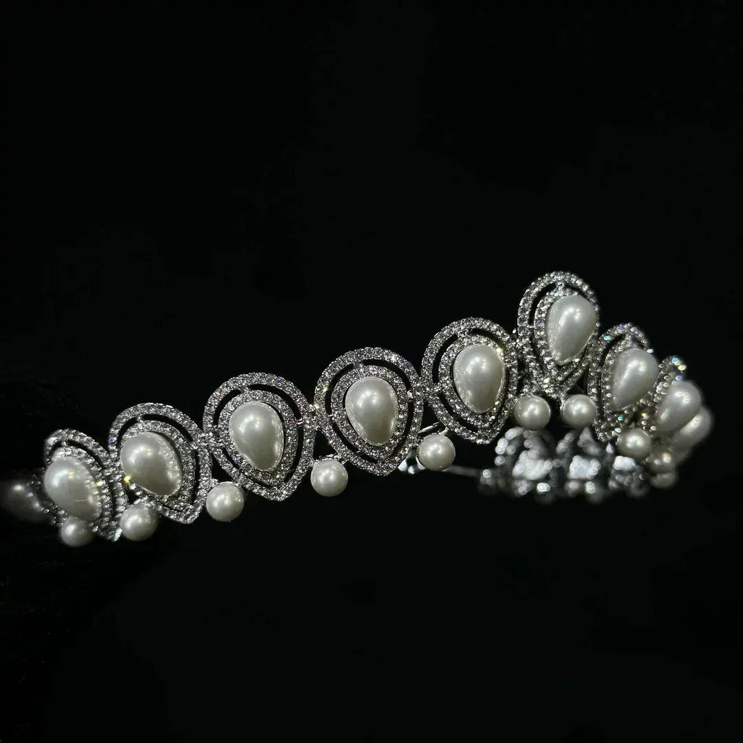 Crystal Pearl Tiaras and Crowns Rhinestones Diadem Bride Women Princess Queen Headband Bridal Hair Jewelry Wedding Accessories