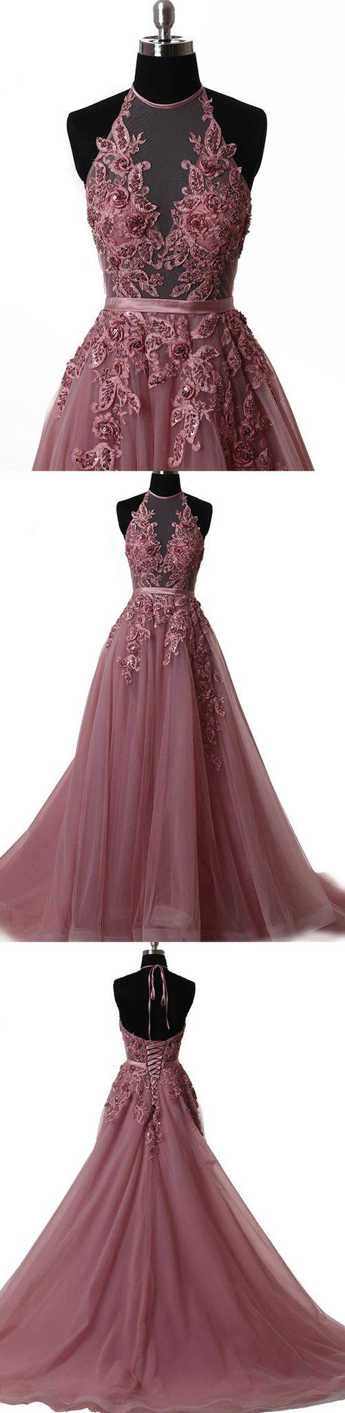 Elegant tulle lace long prom dress lace evening dress S5098