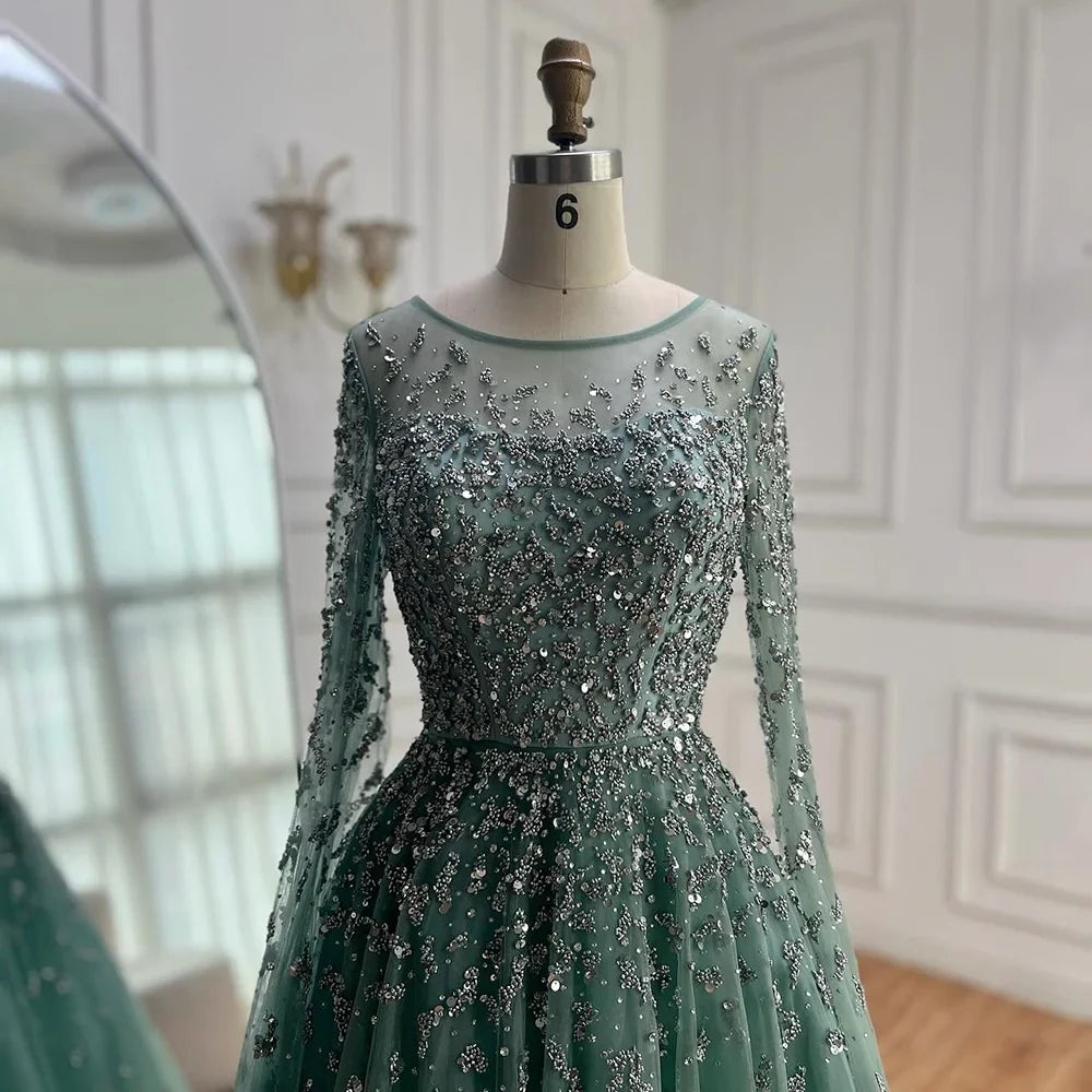 Zapdress Turquoise A-line Beaded Evening Dress with Cape Sleeves Elegant Party Gowns for Women Customized (ZD17285)