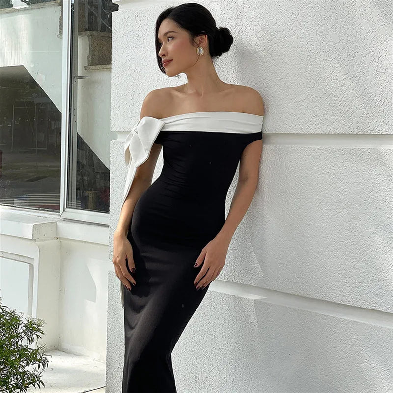 Diagonal Collar Backless Lace - Up Dress