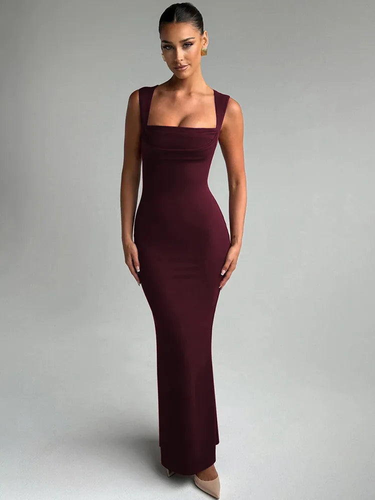 Square Neck High Waist Maxi Dress - VelvetHem