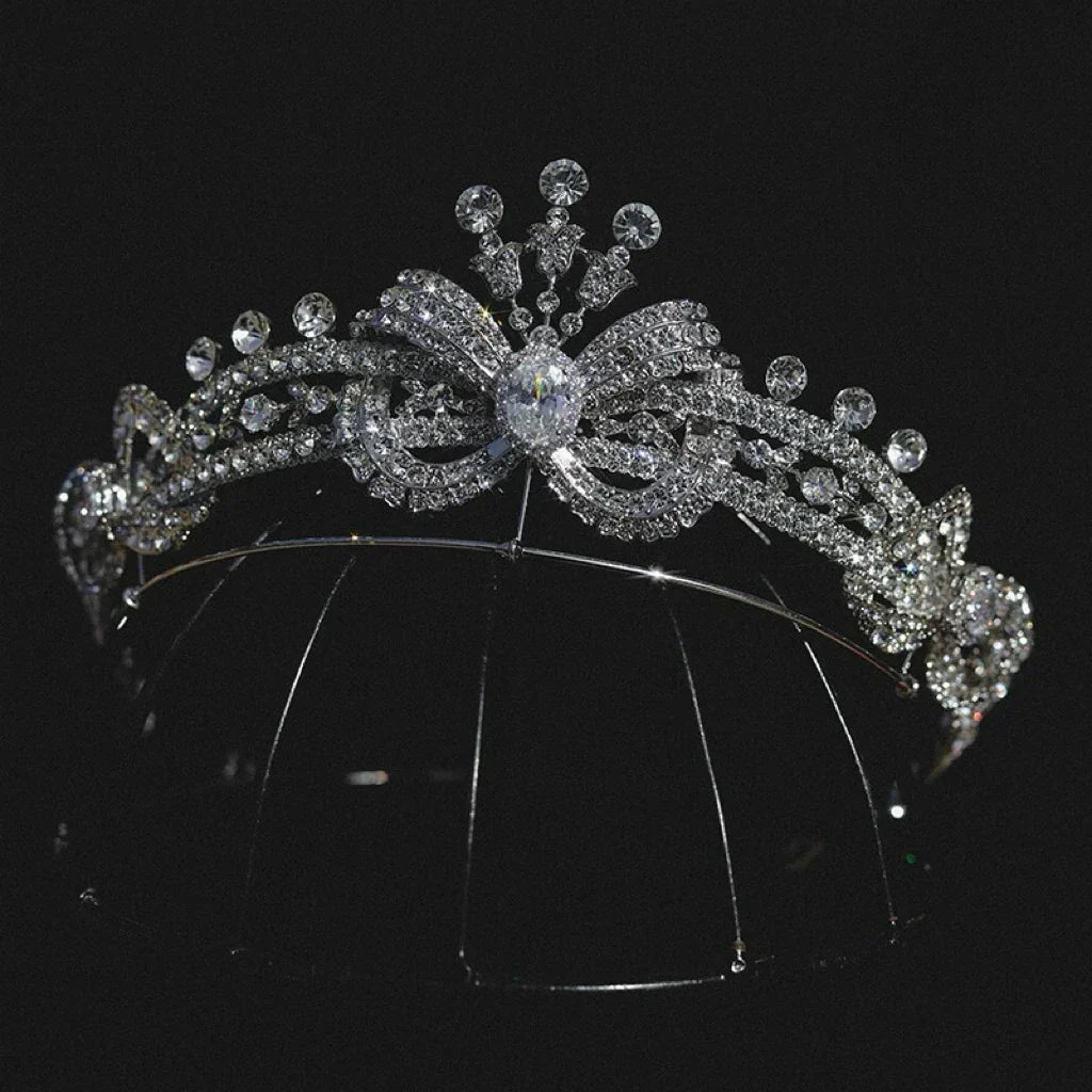 Rhinestones Crystal Tiaras and Crowns Women Headband For Brides Princess Queen Headpiece Wedding Accessories Bridal Hair Jewelry silver color