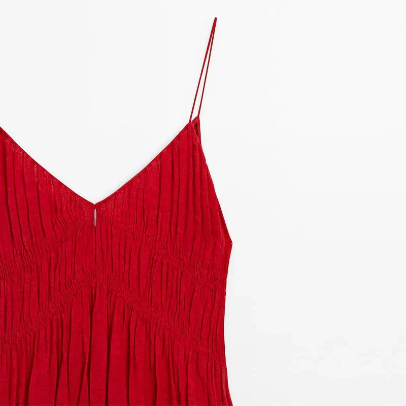 Sling A - line Sleeveless Deep V - neck Dress