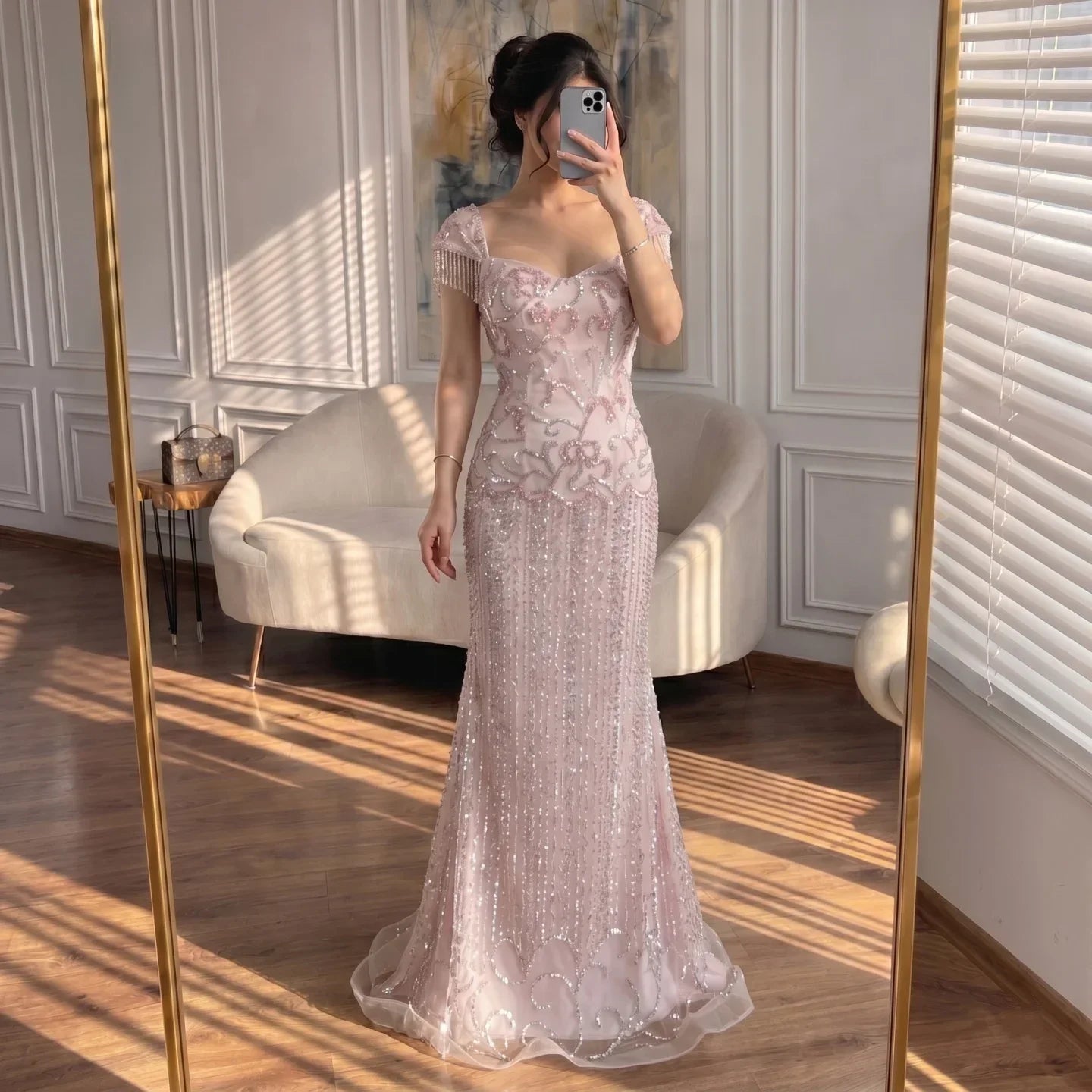 Zapdress Pink Mermaid Beaded Evening Gowns 2026 Arabic Elegant Wedding Party Dresses DLA73550 Customized (ZD17287)