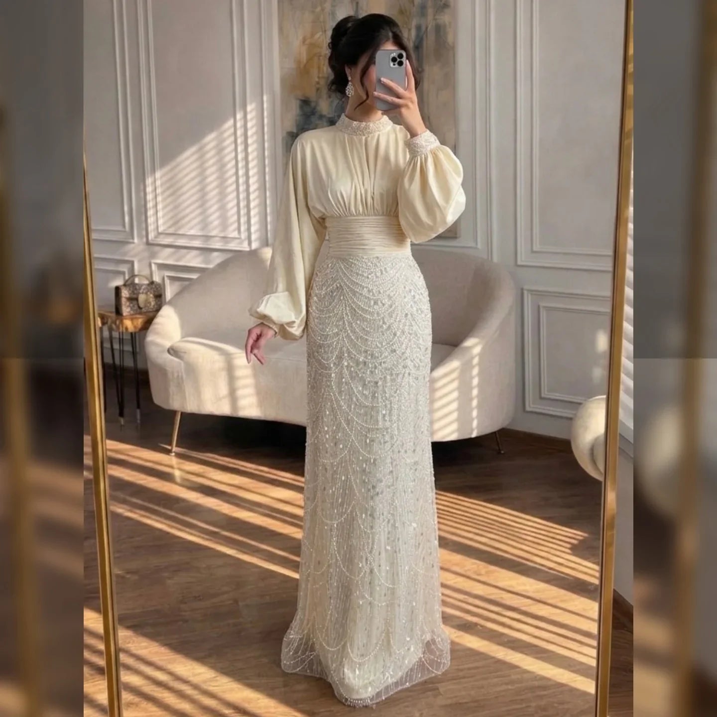 Zapdress 2026 Elegant Mauve Muslim Evening Gowns Dubai High Neck Full Sleeve Formal Party Dress for Women DLA73676 Customized (ZD17173)