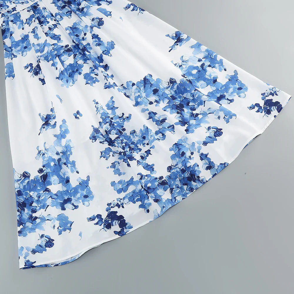 Floral back lace - up suspender dress
