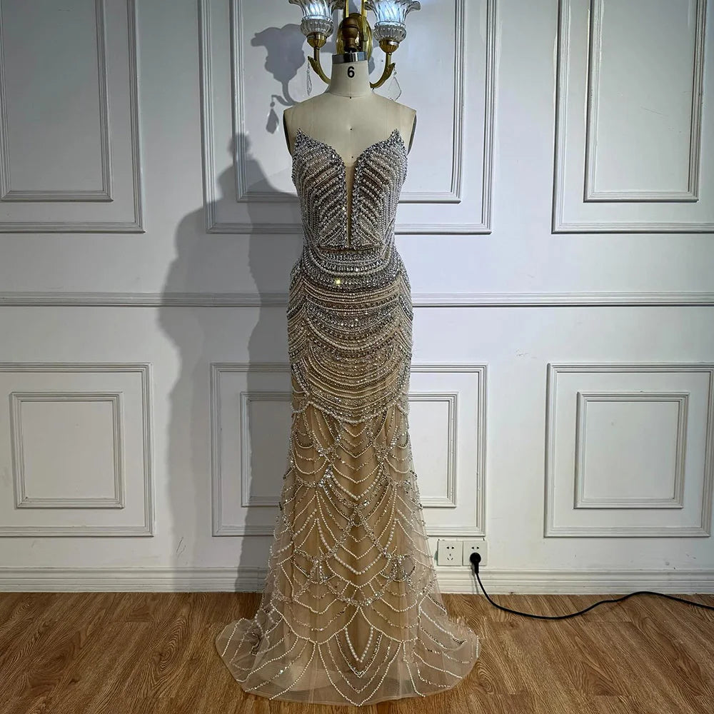Zapdress Mermaid Beaded Pearls Evening Gala Dresses 2026 High End Strapless Party Gowns Robe De Soiree DLA72900 Customized (ZD17219)