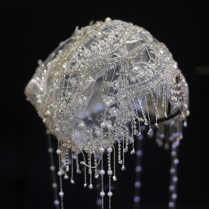 Flower Lace Headbands Hairbands Pearl Rhinestones Headpieces Headwear For Brides Women Bridal Jewelry Wedding Hair Accessories