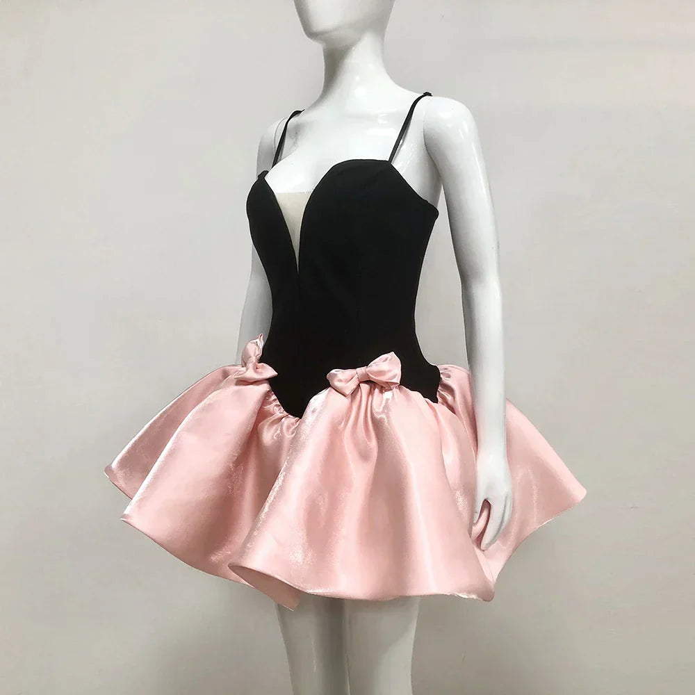 Candy Bow Decoration Bubble A - Line Mini Dress