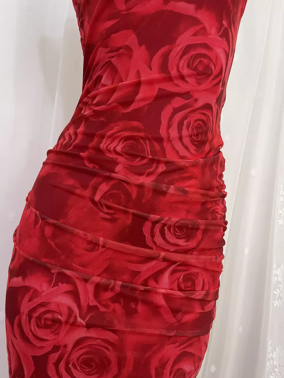Vintage Sheath Straps Floral Red Travel Vacation Beach Dress Short Birthday Dress - View 3 | VelvetHem