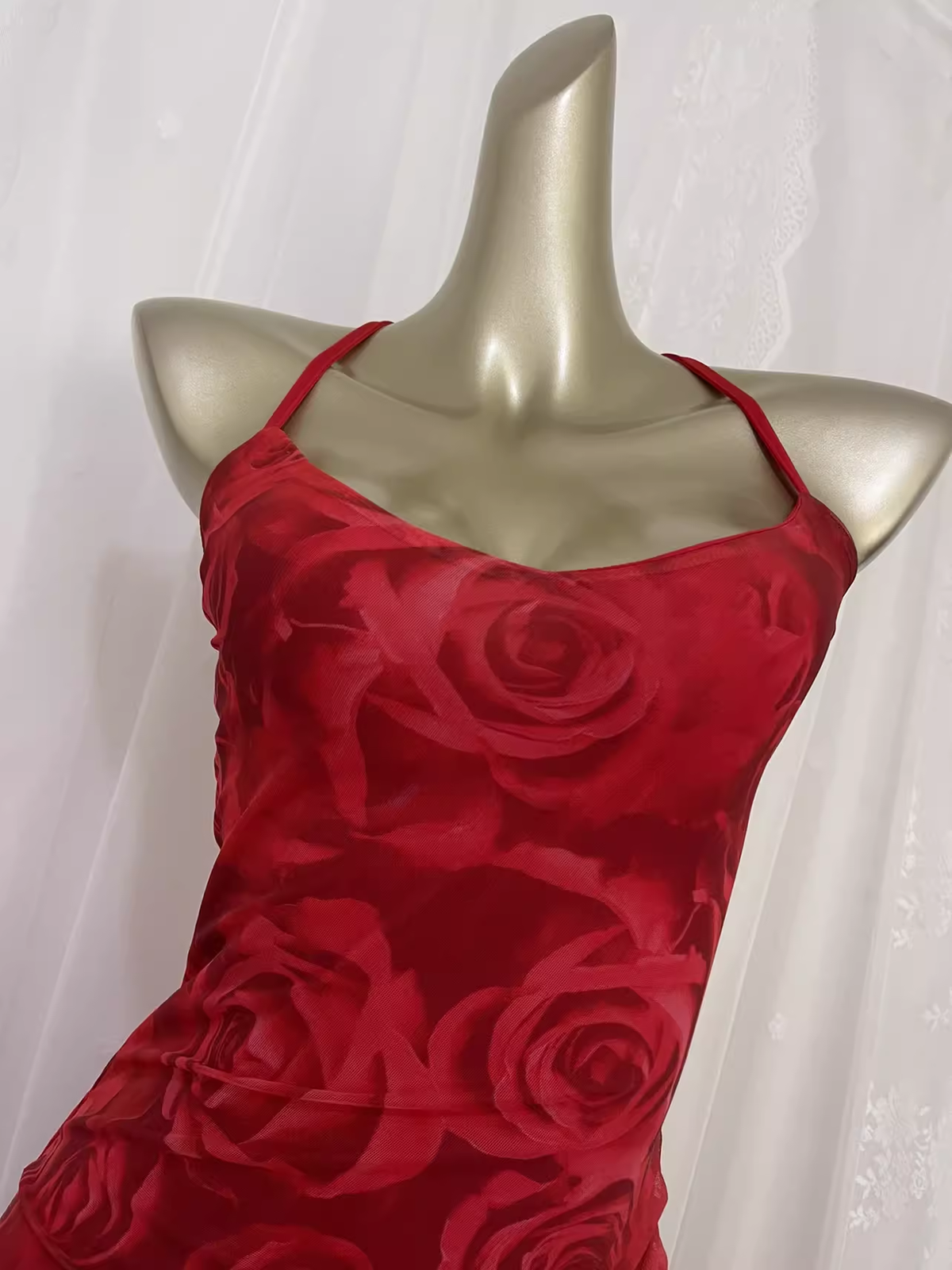 Vintage Sheath Straps Floral Red Travel Vacation Beach Dress Short Birthday Dress - View 4 | VelvetHem