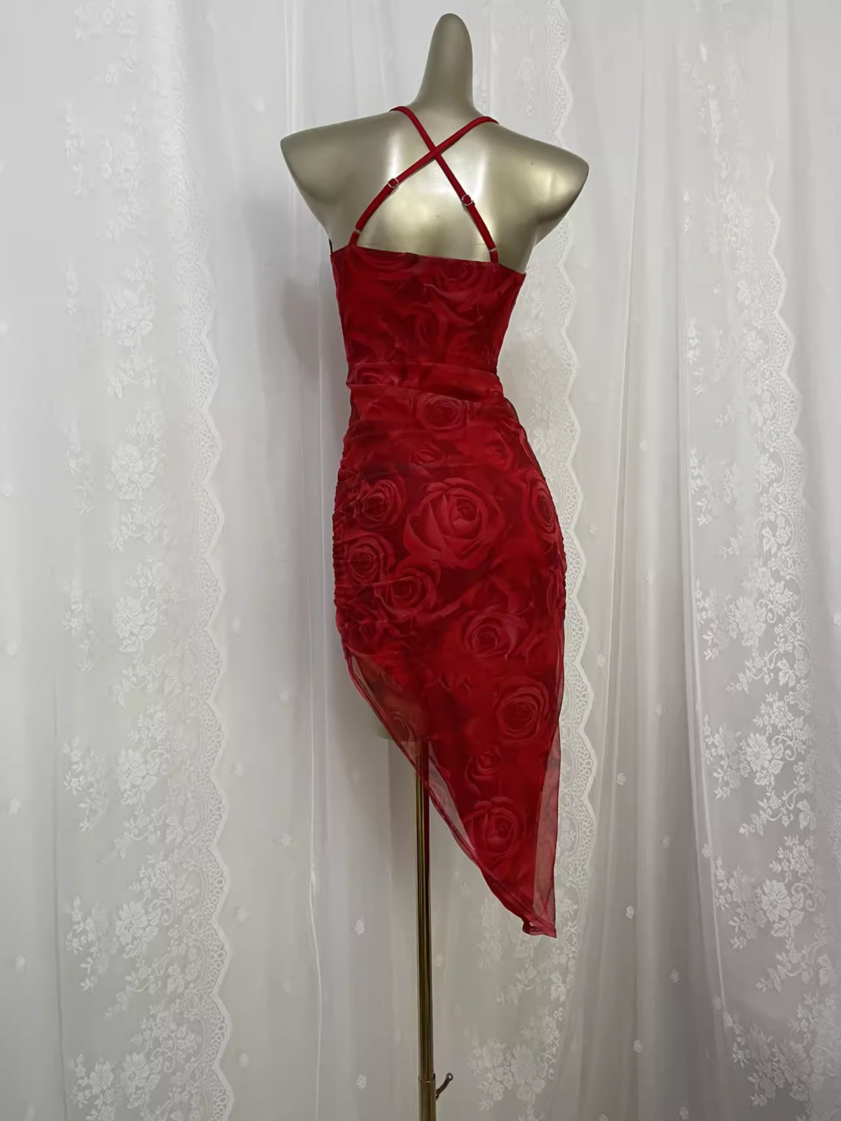 Vintage Sheath Straps Floral Red Travel Vacation Beach Dress Short Birthday Dress - View 2 | VelvetHem