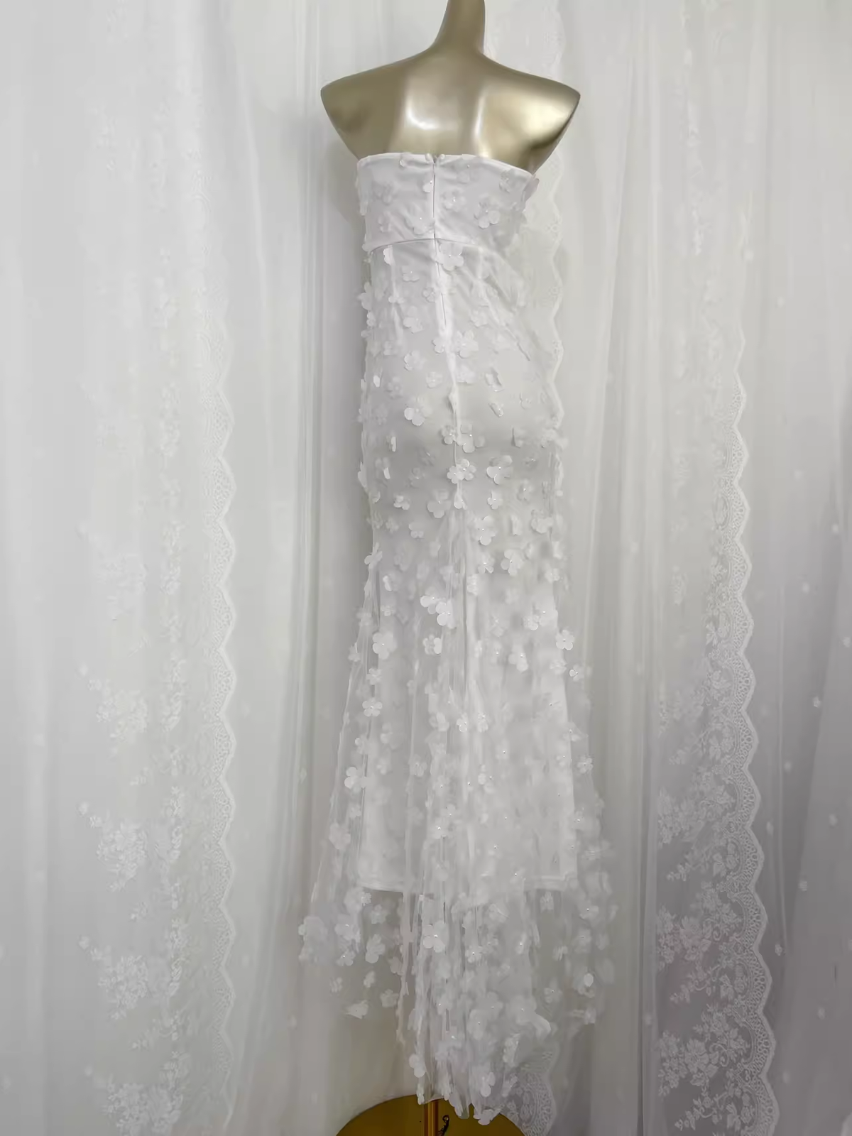 Vintage Sheath Strapless White Vacation Dress Flowers Birthday Dresses - View 2 | VelvetHem