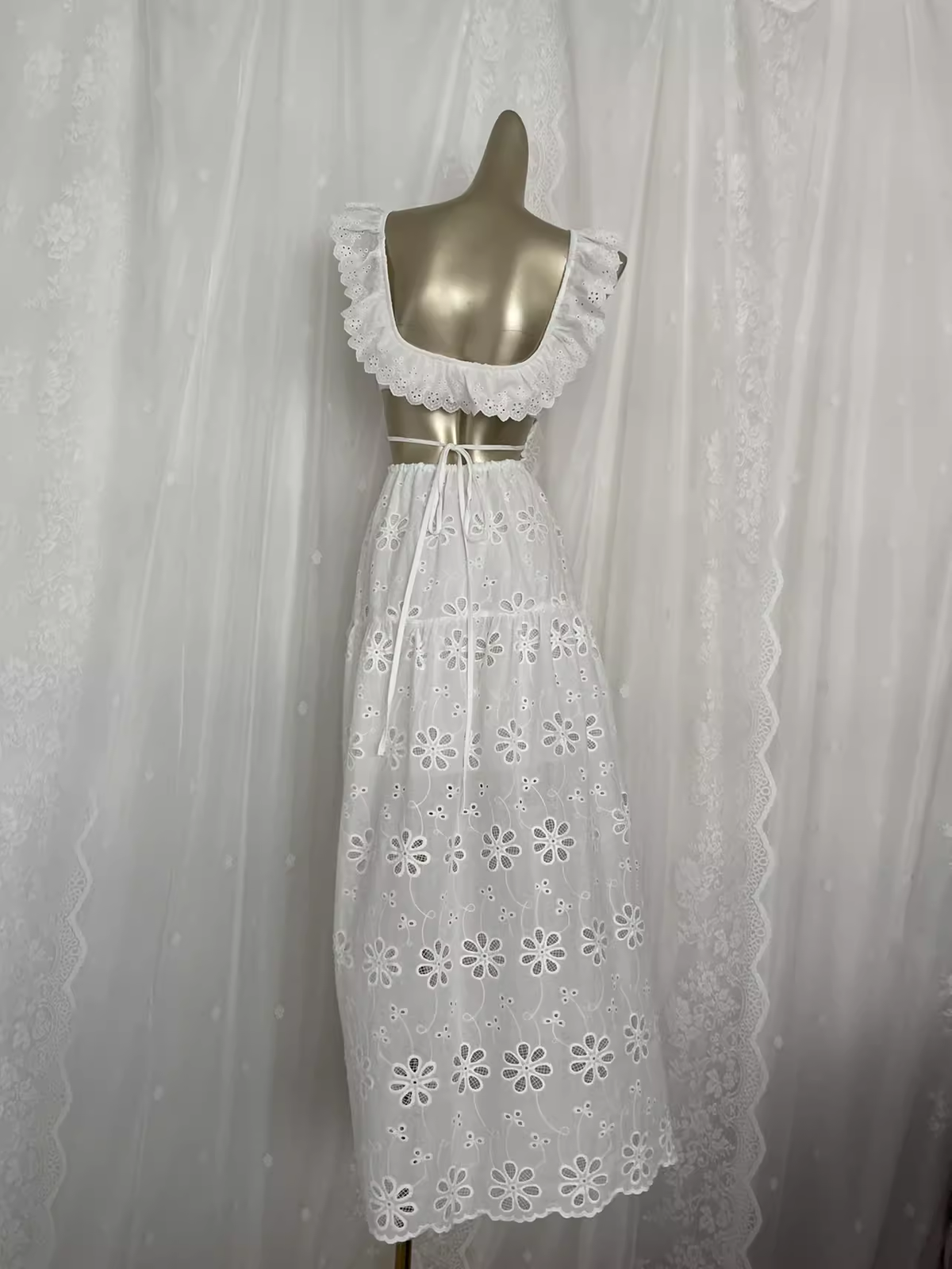 Cute A Line Lace White Vacation Dress Birthday Dresses - View 2 | VelvetHem